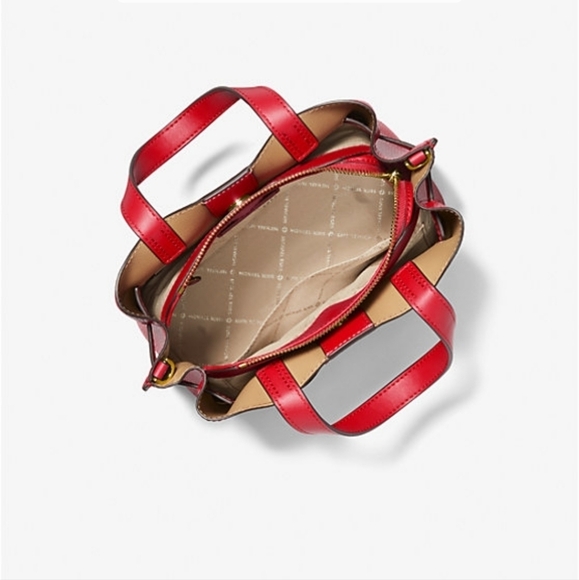 Michael Kors Emilia Small Pebbled Leather Satchel, Bright Red - Picture 2 of 3